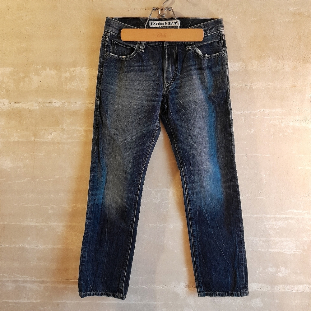 450a. dark blue Express Jeans Rocco Slim Fit Straight Leg denim jeans, 28x30